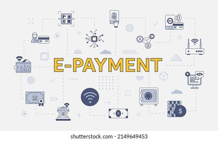 e-payment electronic concept with icon set with big word or text on center