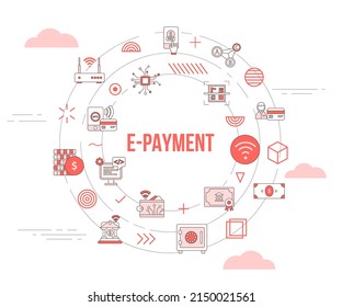 e-payment electronic concept with icon set template banner and circle round shape