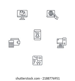 E-Payment Internet Banking Technology Symbole Set . E-Payment Internet Banking Technology Pack-Vektorelemente für Infografik-Web