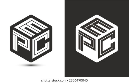 EPC letter logo design with illustrator cube logo, vector logo modern alphabet font overlap style. Premium Business logo icon. White color on black background
