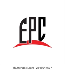 Diseño del logotipo de la letra del EPC con el fondo blanco en ilustrador, fuente moderna del alfabeto del logotipo del Vector