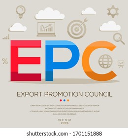  epc Mittelwert (Exportförderungsrat), Buchstaben und Symbole, Vektorillustration-Illustration.