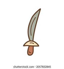 Epee o sable. Vieja herramienta afilada vieja. Ilustración aislada de vector colorido dibujada a mano