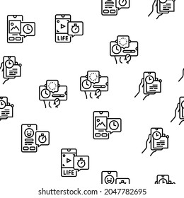 Ephemeral Content Vector Seamless Pattern Thin Line Illustration