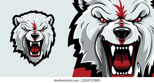 Epic Aggressive Zombie Polar Bear Logo Mascot: Vector Graphic for Gaming and Sports