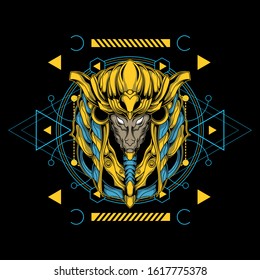 epic anubis head illustration with sacred geometry