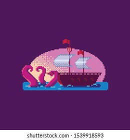 Epic battle. Pixel art style