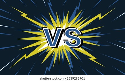 Epic Battle Showdown Versus Graphic Lightning Burst Showdown, explosion effect with lightning bolts radiating outward. Use electric blue and bright yellow