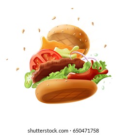 Epic Burger (isolated on white background) - vector illustration