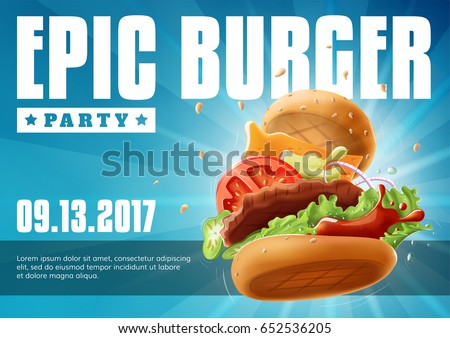 Epic Burger Party - poster / flyer template