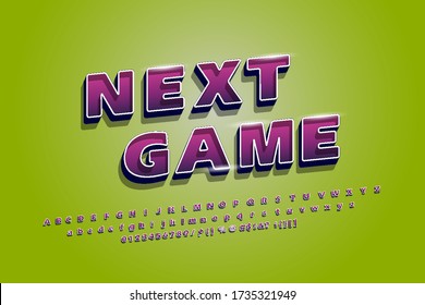 Epic cartoon 3d game and movie logo type font, detailed text effect with modern 3d extrude and shadow, typeface game logo tittle text effect, friendly 3d bold alphabet.