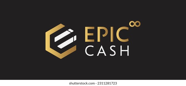 Epic Cash, EPIC Cryptocurrency EPIC Coin, Cryptocurrency logo on isolated background with text.