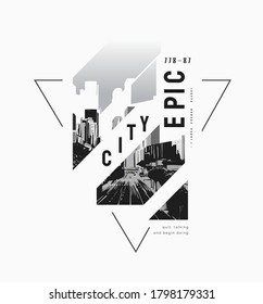 epic city slogan with black and white city background