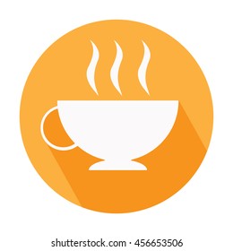 epic coffee logo on orange color circle and white background vector