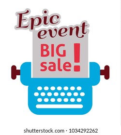 Epic event - Big Sale label, flat vector illustration for graphic and web design