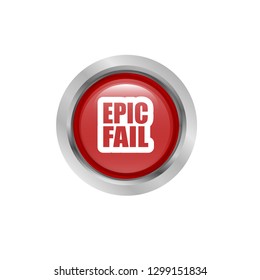 epic fail text and silver glossy button