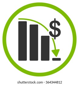 Epic Fail vector icon. Style is bicolor flat circled symbol, eco green and gray colors, rounded angles, white background.