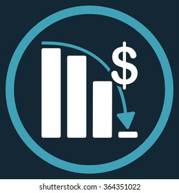 Epic Fail vector icon. Style is bicolor flat circled symbol, blue and white colors, rounded angles, dark blue background.