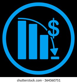 Epic Fail vector icon. Style is flat circled symbol, blue color, rounded angles, black background.