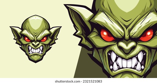 Epic Goblin Illustration: Aggressive Logo Design for Sports and E-Sports Teams