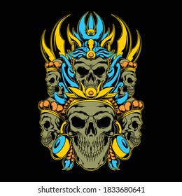epic god of skull illustration  for commercial use