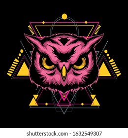 epic owl with sacred geometry