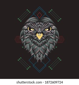 Epic owl with sacred geometry