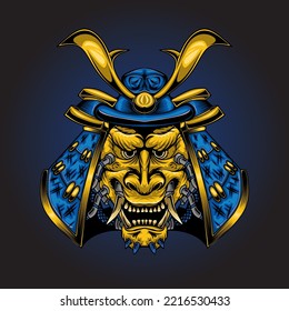 Epic samurai head illustration, this is an ideal vector illustration for mascots and tattoos or T-shirt graphics
