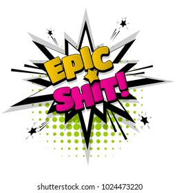 Epische Scheiße, verdammt handgezeichnete Bilder Effekte. Vorlage Comics Sprechblase Halbtonpunkt Hintergrund. Pop Art. Comic Dialog Cloud, Text Pop-Art. Kreative Idee Gespräch Skizze Explosion.