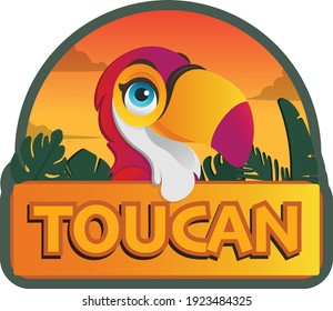 Epic toucan with sunset background
