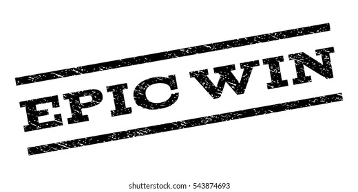 Epic Win watermark stamp. Text tag between parallel lines with grunge design style. Rubber seal stamp with unclean texture. Vector black color ink imprint on a white background.