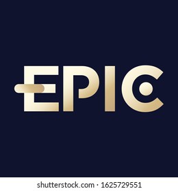 Epic word  golden typography, logo design.