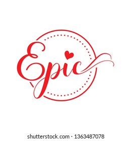 epic word red badge for logo banner valentines day boutique with hearts 