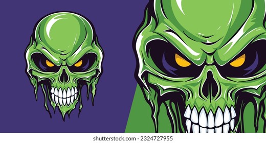 Epic Zombie Skull Slime Mascot: Ilustración de logotipo para equipos deportivos y deportivos electrónicos