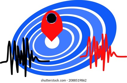 epicenter point vector design.earthquake location point.sound and signal point.center point.
