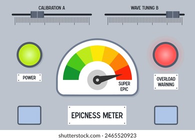 Epicness meter. Epic level measuring machine. Epic concept illustration.