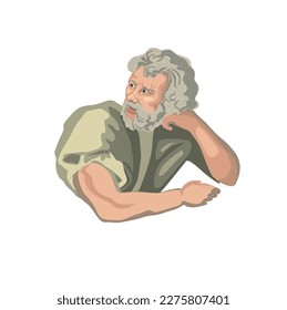 Epictetus (55 – 135) Greek stoic philosopher. Vector illustration portrait. He was born as a slave in Phrygia. He lived in Ancient Rome until he was exiled to Nicopolis in northwestern Greece.