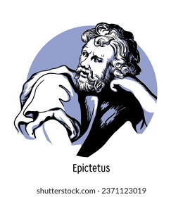 Epictetus - ancient Greek philosopher-stoic. Hand drawn vector illustration.