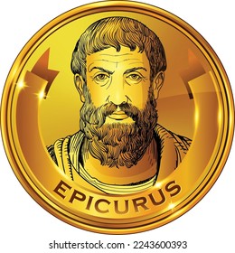 Epicurus line art style portrait svg