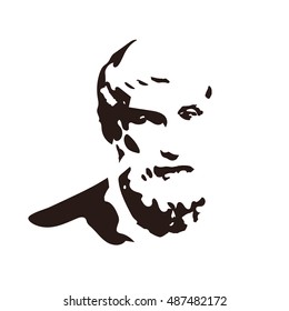 Epicurus - vector portrait of the ancient Greek philosopher