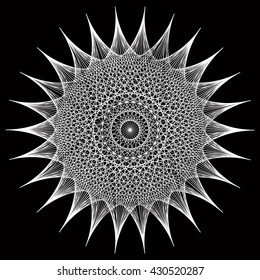 Epicycloid round vector star for design project on black