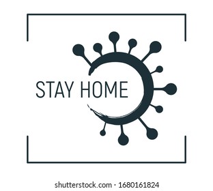 Epidemic coronavirus font label, concept vector illustration, isolated on white. Quotation social distancing banner, design public logo, stay home, antivirus propaganda. Self isolation, quarantine.