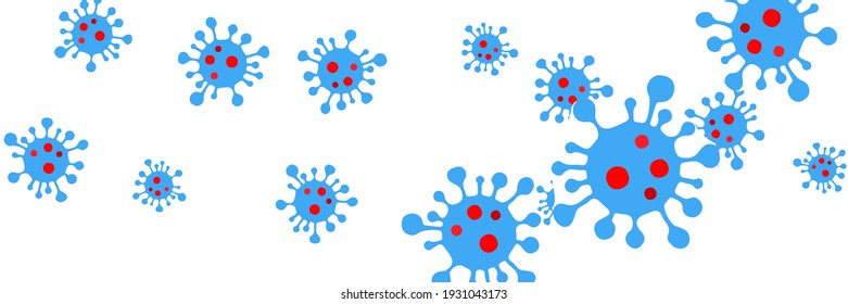 Epidemic Covid-19 Bright Science Quarantine Background. Healthcare Blue Horizontal Vivid Sick Virus Red Danger Sign Vector. Coronavirus Neon Medicine Vibrant Pandemic White Test Illustration.