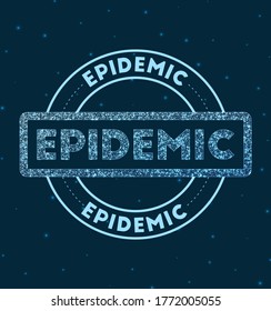 Epidemie. Gleuchtendes Rundzeichen. Geometrische Epidemie im Netzwerkstil im Weltraum. Vektorgrafik.