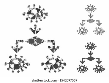 Epidemic growth scheme composition of humpy items in different sizes and shades, based on epidemic growth scheme icon. Vector irregular items are combined into collage.