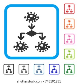 Epidemic Growth Scheme icon. Flat grey pictogram symbol in a light blue rounded rectangular frame. Black, gray, green, blue, red, orange color versions of Epidemic Growth Scheme vector.