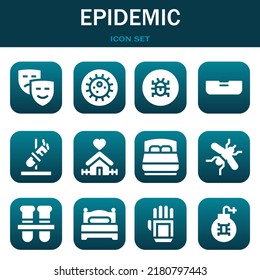 epidemic icon set. Vector  illustrations related with Masks, Bacteria and Virus