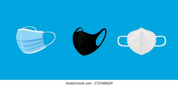Juego de máscaras epidémicas. ilustración vectorial