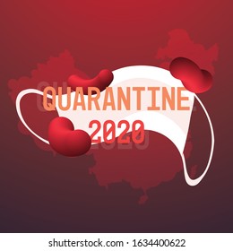 epidemic MERS-CoV bacteria icon floating influenza virus cell wuhan coronavirus 2019-nCoV pandemic medical health risk quarantine 2020 concept chinese map background horizontal vector illustration