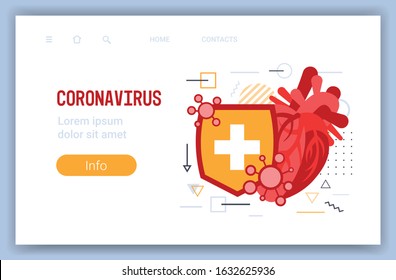 epidemic MERS-CoV floating influenza human heart protective shield virus protection concept wuhan coronavirus 2019-nCoV pandemic medical health risk horizontal copy space vector illustration
